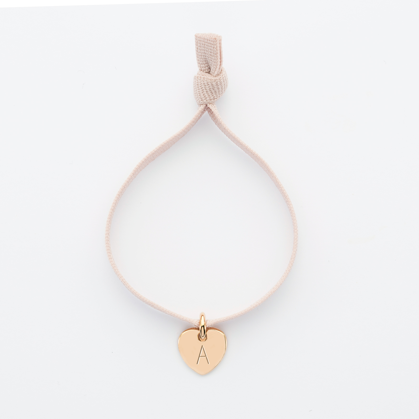 Bracelet enfant personnalisé cordon élastique médaille gravée plaqué or initiale coeur 10 mm (HappyBulle) - Image 1
