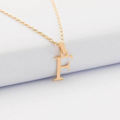 Pendentif personnalisé médaille plaqué or initiale 14 mm - F