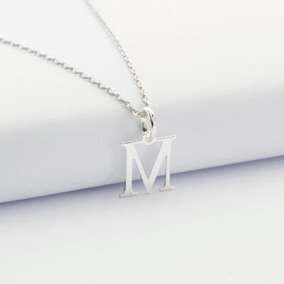 Pendentif personnalisé médaille argent initiale 14 mm - M Pendentif personnalisé médaille argent initiale 14 mm - M