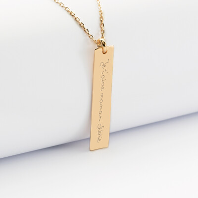Pendentif personnalisé médaille gravée plaqué or plaque 40x8 mm - texte