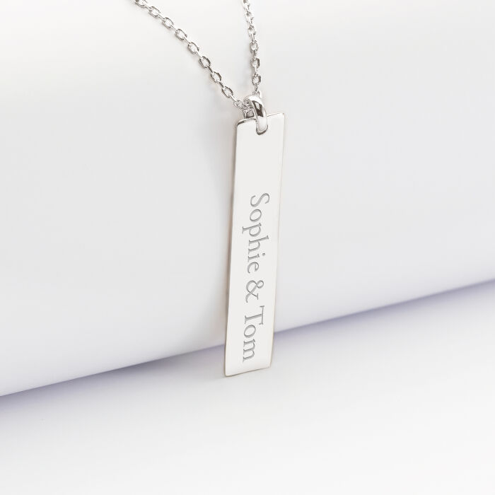 Pendentif personnalisé médaille garvée argent plaque 40x8 mm - prénoms