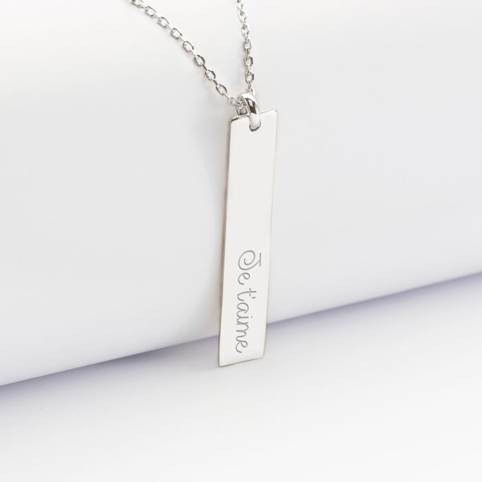 Pendentif personnalisé médaille garvée argent plaque 40x8 mm - texte
