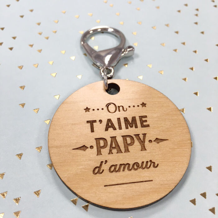 Porte-clés médaille ronde personnalisé - Papy qui déchire - Ourson