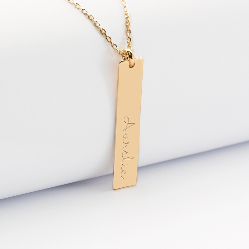 Personalised Engraved Gold-Plated Plaque Rectangle Pendant 40x8mm