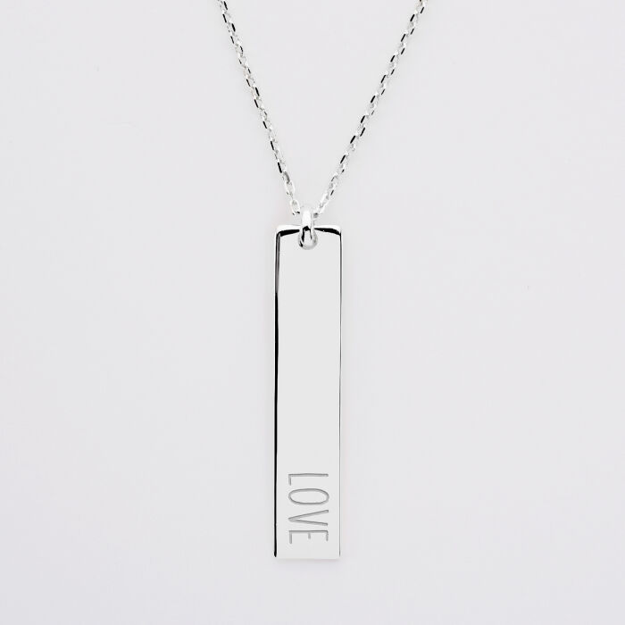 Pendentif personnalisé médaille gravée argent plaque 40x8 mm - mot