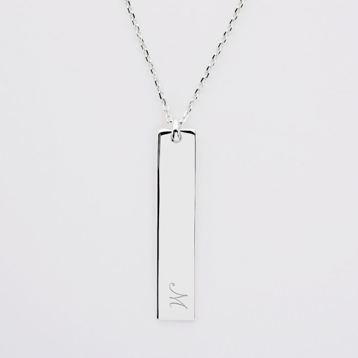 Pendentif personnalisé médaille gravée argent plaque 40x8 mm - intiale