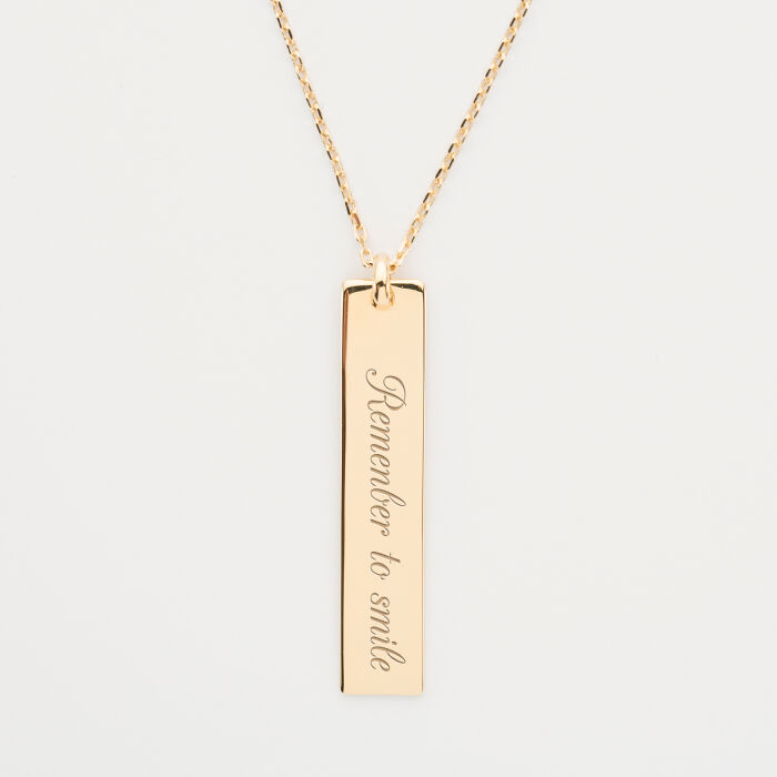 Pendentif personnalisé médaille gravée plaqué or plaque 40x8 mm - citation