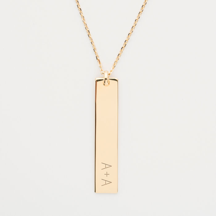 Pendentif personnalisé médaille gravée plaqué or plaque 40x8 mm - initiales