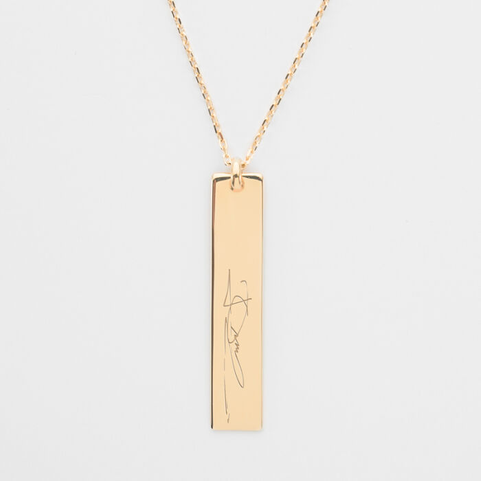 Pendentif personnalisé médaille gravée plaqué or plaque 40x8 mm - édition spéciale "Signature" - Signature