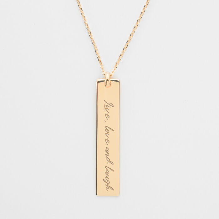 Pendentif personnalisé médaille gravée plaqué or plaque 40x8 mm - édition spéciale "Signature" - texte