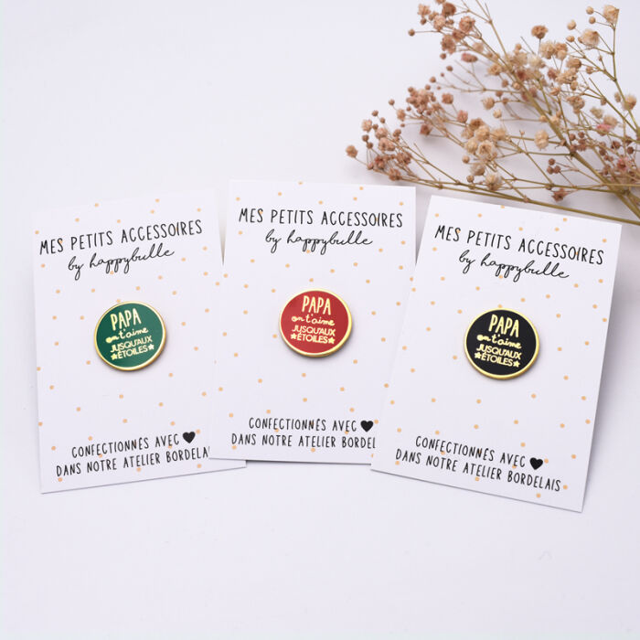Pin's Papa on t'aime jusqu'aux étoiles  - coloris aléatoire - Pin's couleurs ambiance rouge