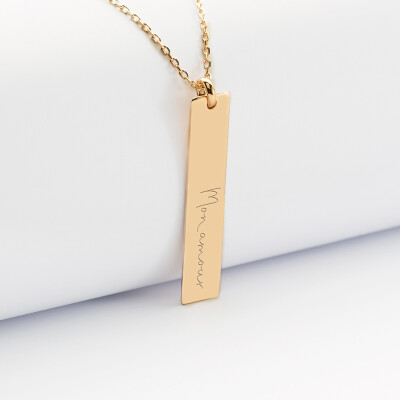 Pendentif personnalisé médaille gravée plaqué or plaque 40x8 mm - édition spéciale "Signature" - Signature 2