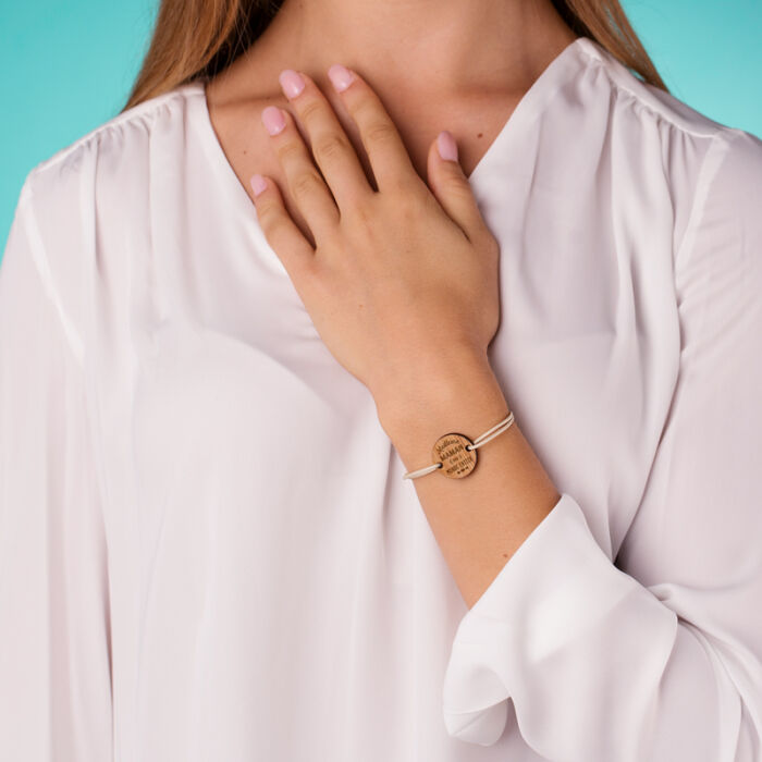 Bracelet Meilleure maman médaille gravée bois ronde 2 trous 21 mm - essai