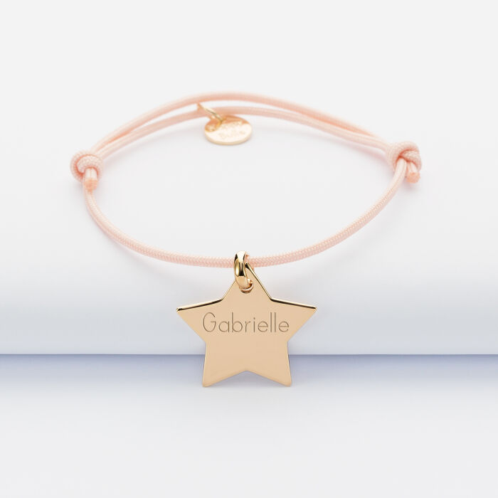 Bracelet enfant personnalisé prénom médaille gravée plaqué or étoile 20x20 mm prénom 2