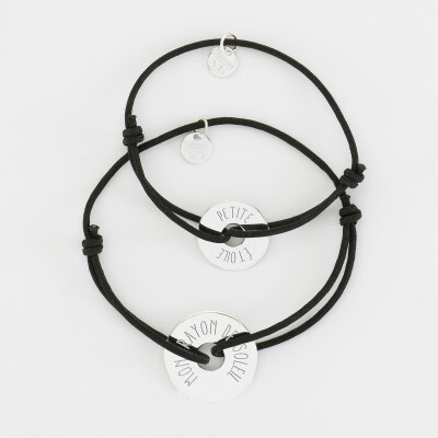 Duo de bracelets médailles gravées argent cible 20mm et cible 16mm - 2 Duo de bracelets médailles gravées argent cible 20mm et cible 16mm - 2