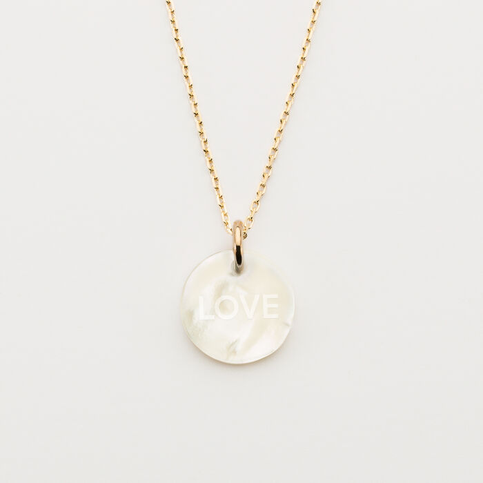 Pendentif plaqué or personnalisé médaille gravée nacre 15 mm - 2