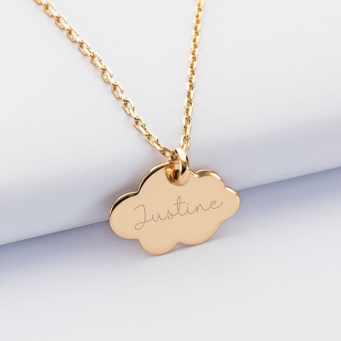 Personalised children's engraved gold plated cloud name sleeper pendant medallion 20x14mm name
