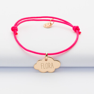 Bracelet enfant personnalisé prénom médaille gravée plaqué or nuage 20x14 mm prénom 1 Bracelet enfant personnalisé prénom médaille gravée plaqué or nuage 20x14 mm prénom 1