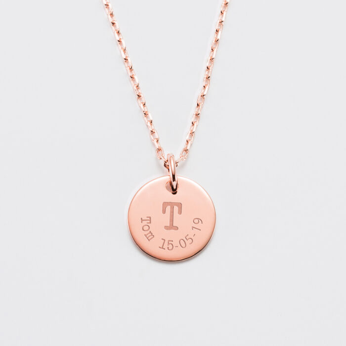 Pendentif personnalisé médaille gravée argent 15 mm - édition spéciale "Initiale"