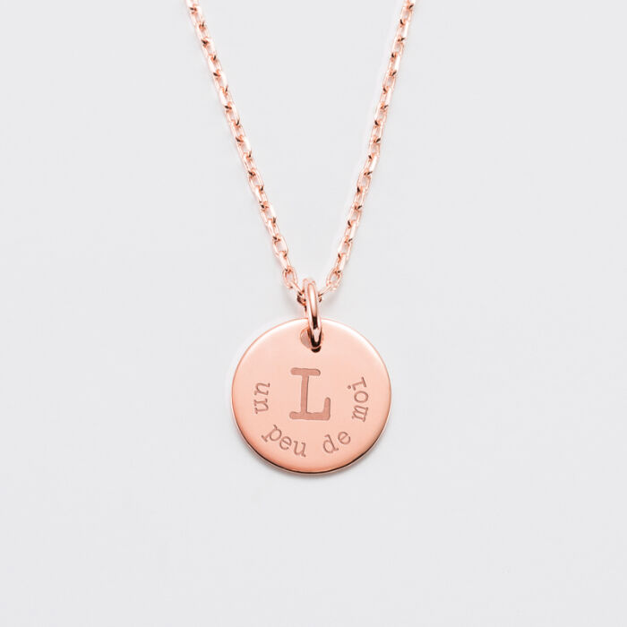 Pendentif personnalisé médaille gravée argent 15 mm - édition spéciale "Initiale"
