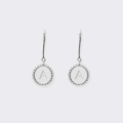 Boucles d'oreilles longues personnalisées gravées argent 15 mm