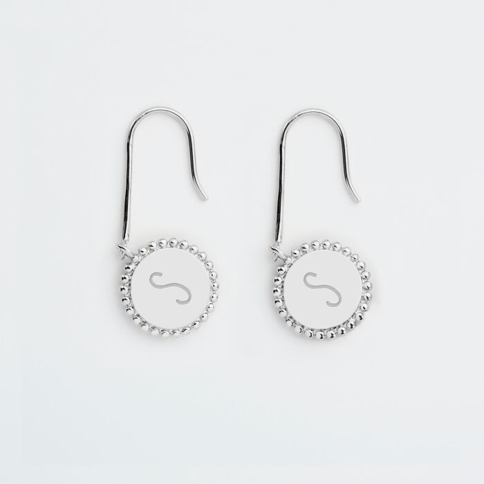 Boucles d'oreilles bohème personnalisées médailles gravées argent initiale 11 mm - initiales 4