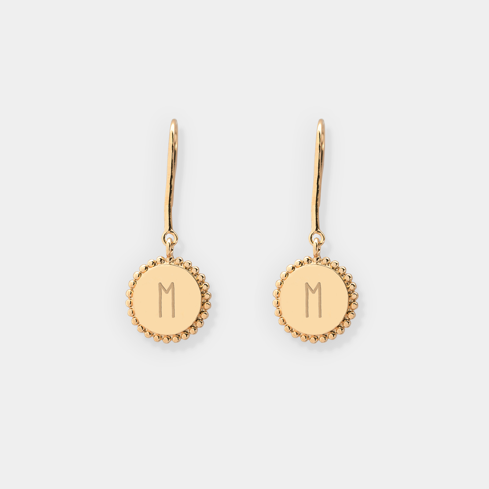 Personalised Gold-Plated Earrings with Engraved Initial Beaded