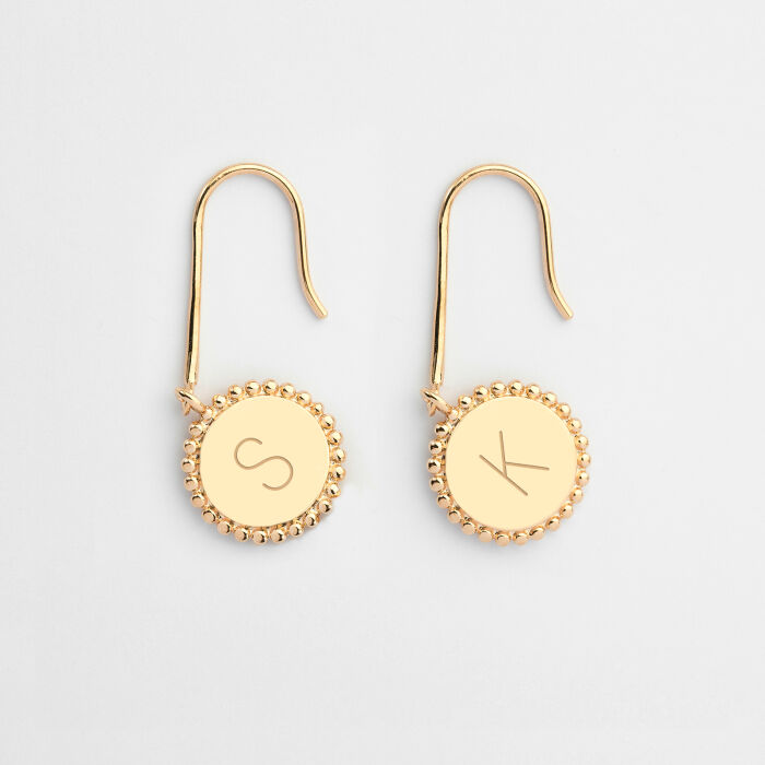 Boucles d'oreilles longues personnalisées gravées argent 15 mm