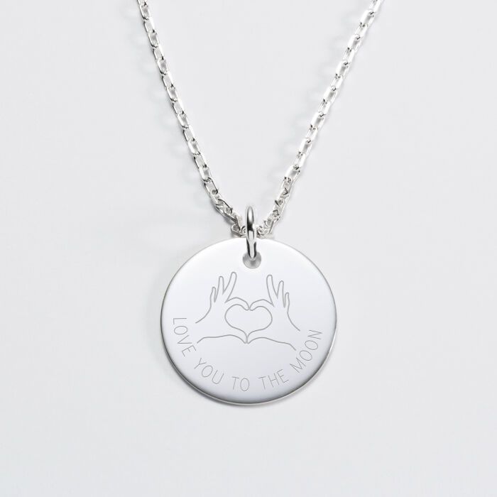 Pendentif personnalisé médaille gravée argent 19 mm - Edition spéciale Coeur 4