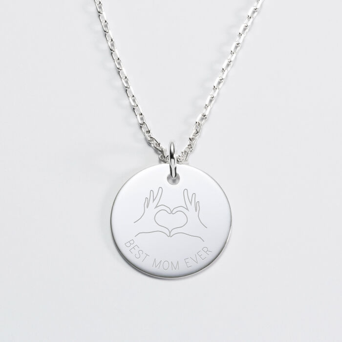 Pendentif personnalisé médaille gravée argent 19 mm - Edition spéciale Coeur 6