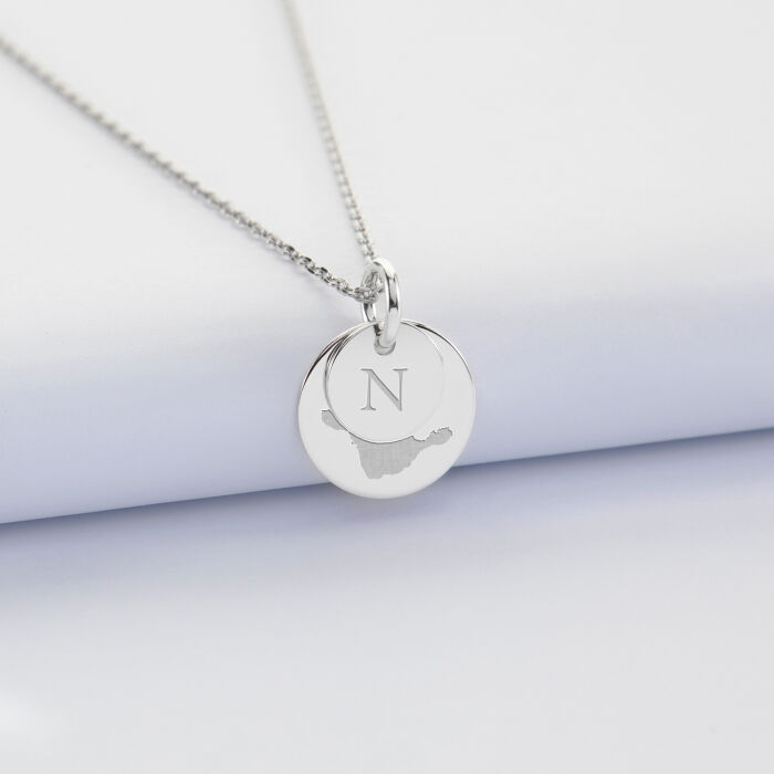 Pendentif personnalisé double médailles gravées argent 10 mm et 15 mm empreinte