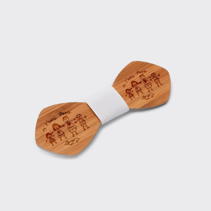 Noeud papillon gravé bois dandy - dessin 2