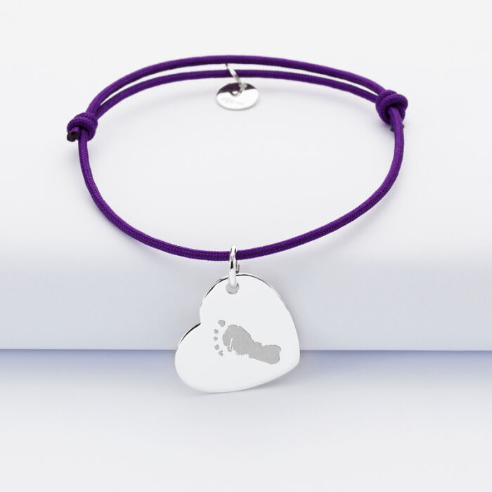 Personalised engraved heart silver sleeper medallion bracelet 19x21mm - imprint