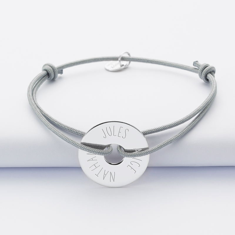 Personalised Engraved Silver Open Disc Bracelet 20 mm- Our Little