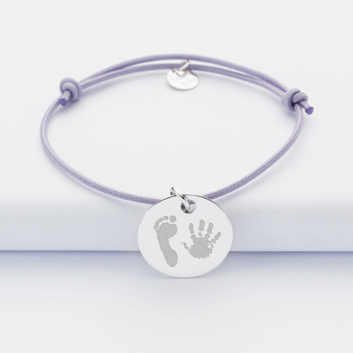 Personalised engraved silver medallion sleeper bracelet 19mm imprints