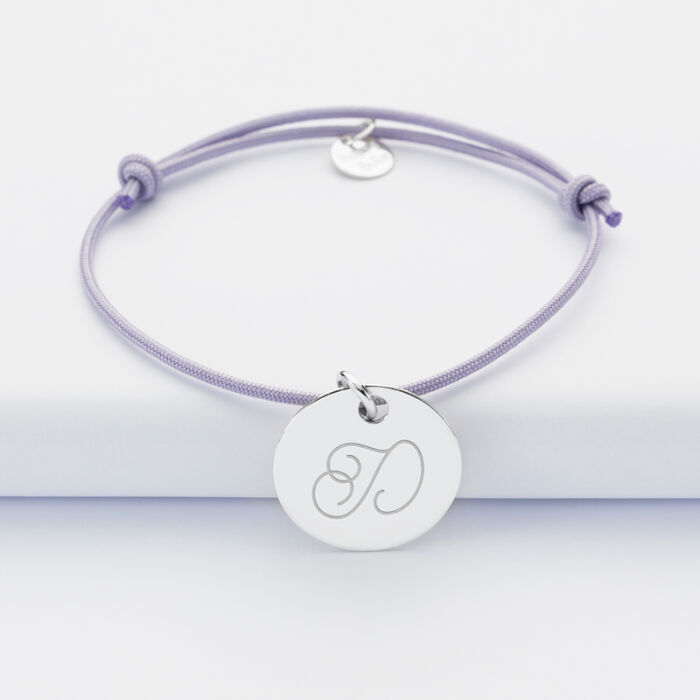 Personalised engraved silver medallion sleeper bracelet 19mm illustration