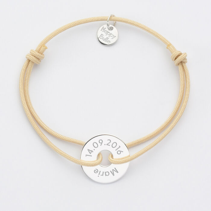 Personalised engraved silver medallion target bracelet 16mm date