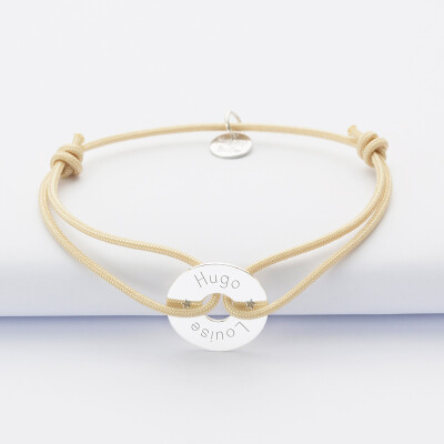 Personalised engraved silver target medallion bracelet 16mm - names 1 Personalised engraved silver target medallion bracelet 16mm - names 1