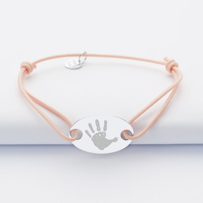 Personalised engraved silver oval medallion 2-hole bracelet 25x16mm - imprints