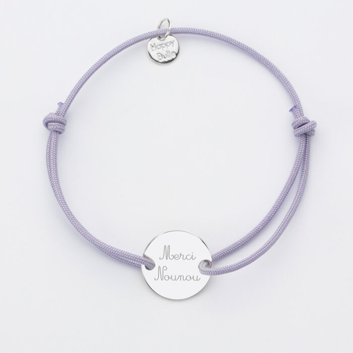 Bracelet personnalisé médaille gravée argent 2 trous 15mm - texte imp