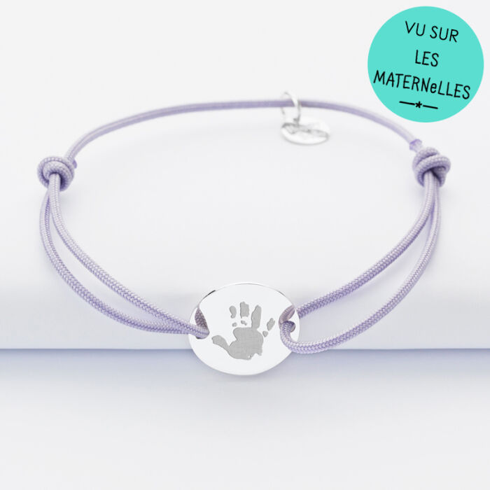 Bracelet personnalisé médaille gravée argent 2 trous 15mm empreinte imp