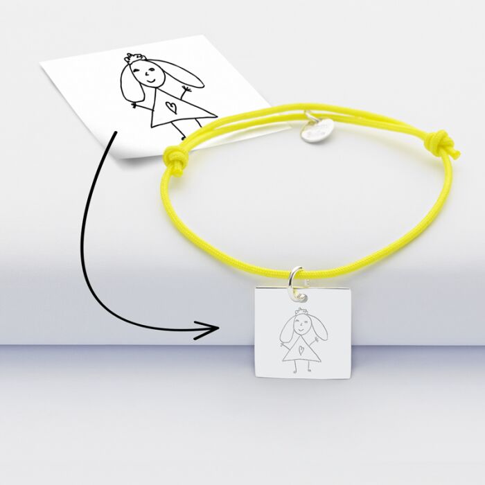 Bracelet personnalisé médaille gravée argent dormeuse carrée 18x18 mm tutoriel