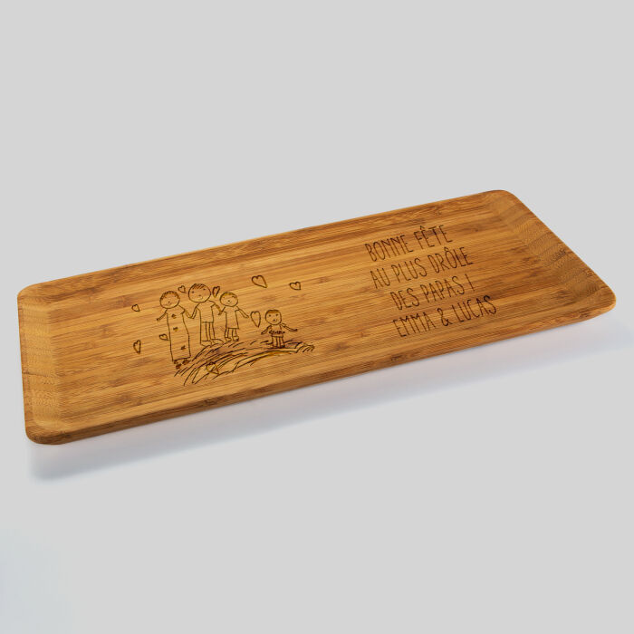 Personalised engraved wood tray 35x16 cm - Our little imperfections