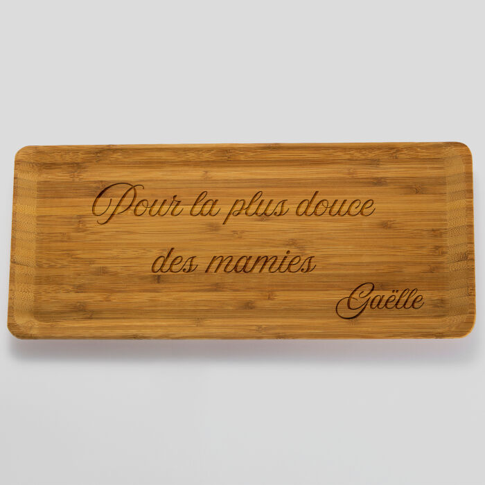 Plateau personnalisé bois gravé 35x16 cm - Nos petits imparfaits citation