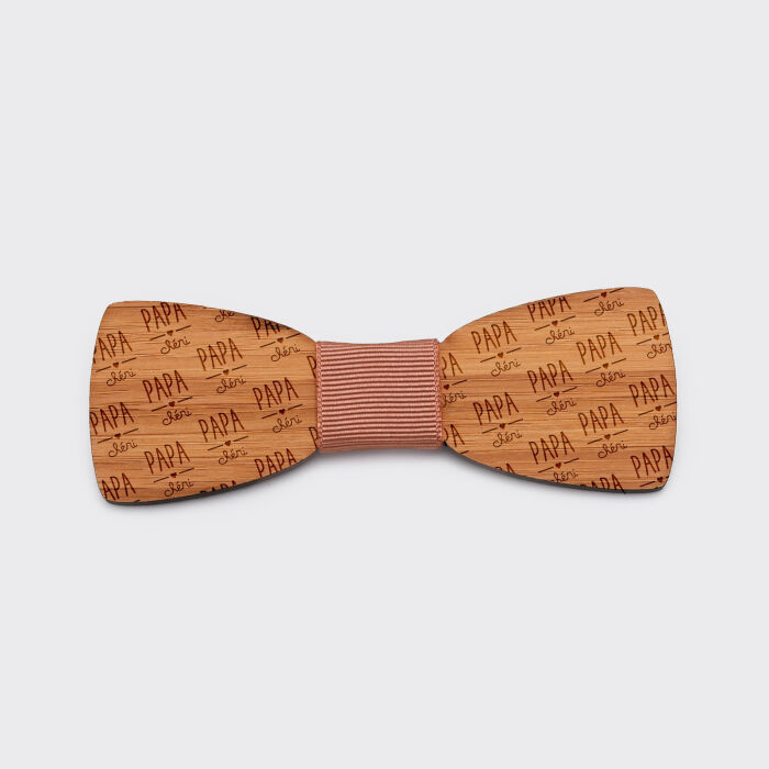 Bow tie personalised slim woodcut -  special edition "Motif papa"
