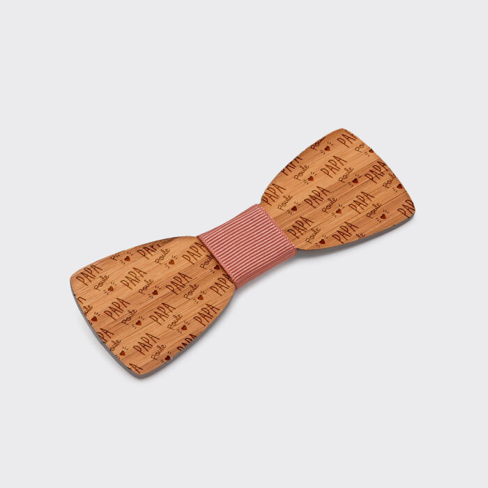 Bow tie personalised slim woodcut -  special edition "Motif papa"
