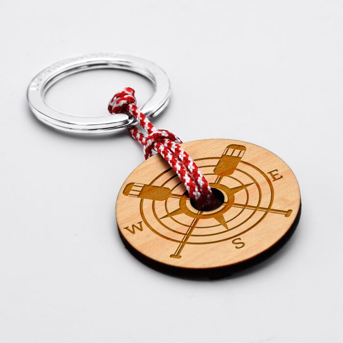 Porte clé personnalisé gravé bois médaille ronde 40 mm - édition spéciale "boussole" 6