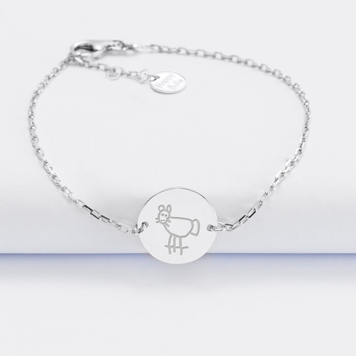 Personalised engraved 2-hole silver medallion chain bracelet 15mm