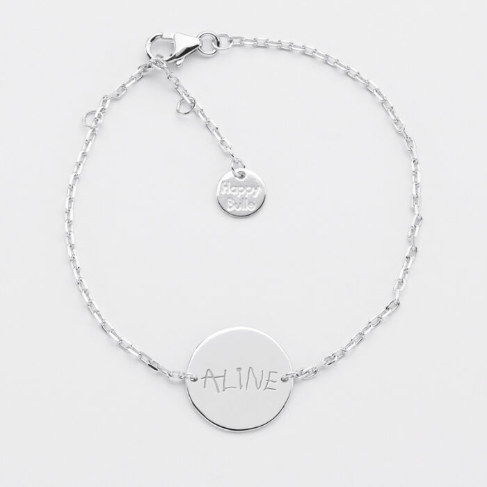 Personalised engraved 2-hole silver medallion chain bracelet 15mm
