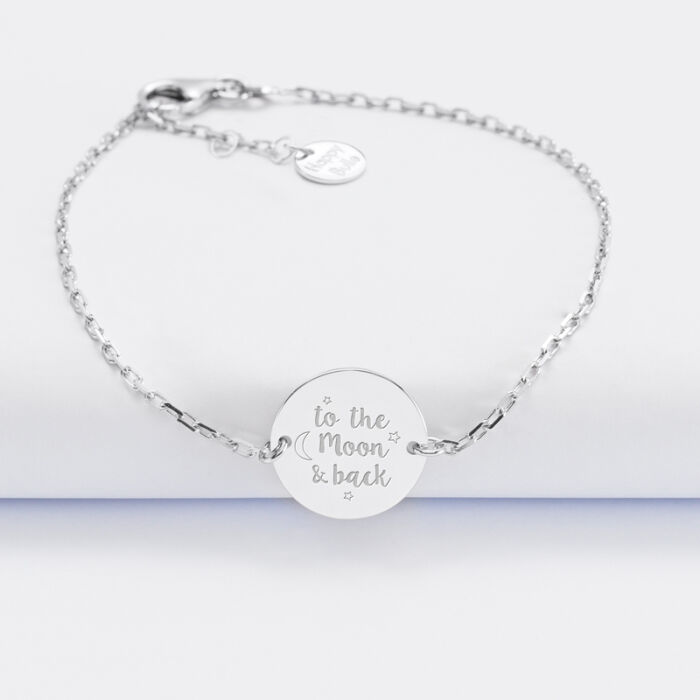 Personalised engraved 2-hole silver medallion chain bracelet 15mm